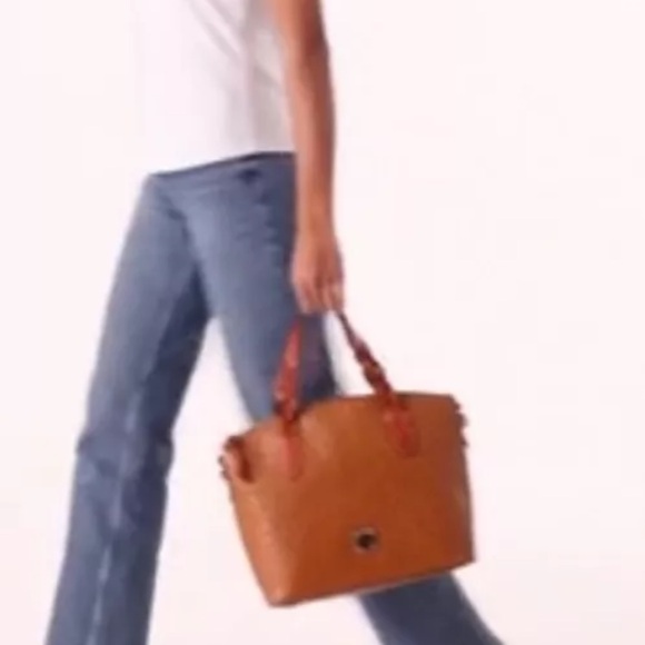 Dooney & Bourke Ostrich Celeste Satchel Caramel Brown (368.00) - Picture 6 of 15